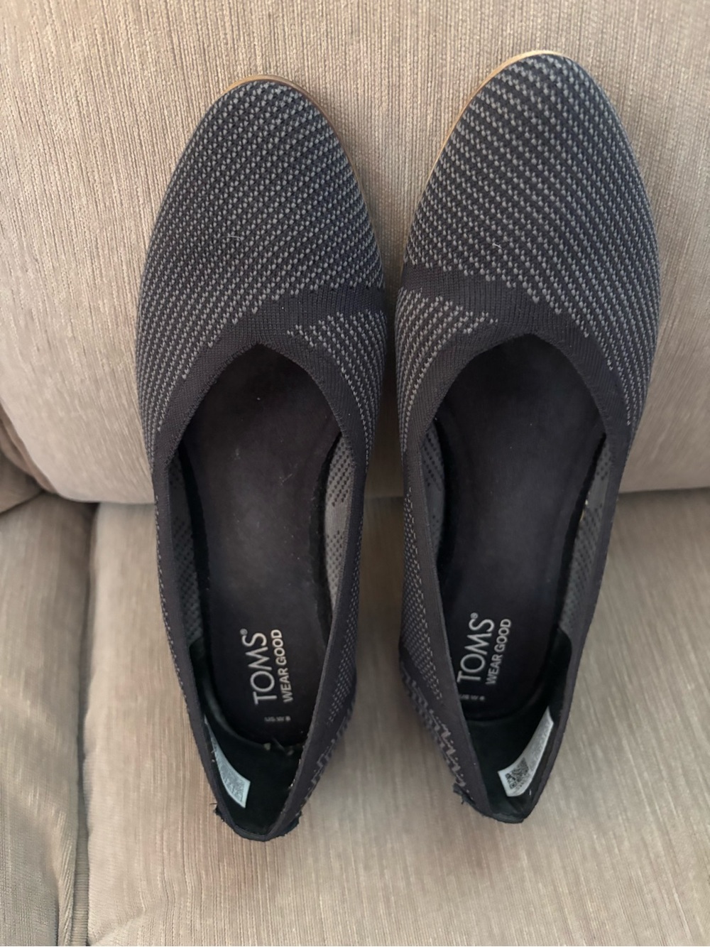 Toms Women's Jutti Black and Gray Knit Slip-On
